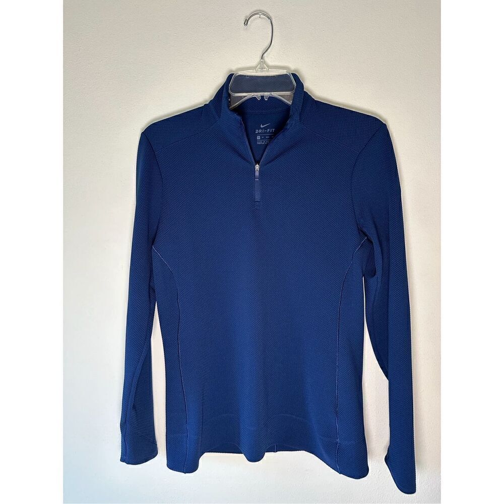 Nike women’s long sleeve 1/4 zip blue athletic top size XS. #27-1497